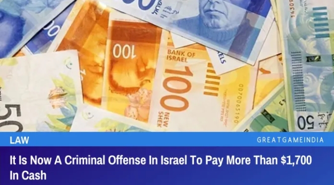 Platit více než 1 700 U$D v hotovosti je nyní v Izraeli trestný čin